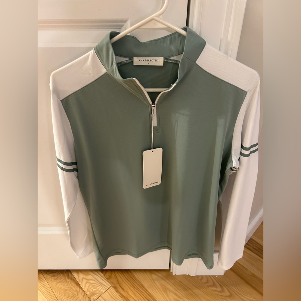 Men's Green and White Jersey Shirt